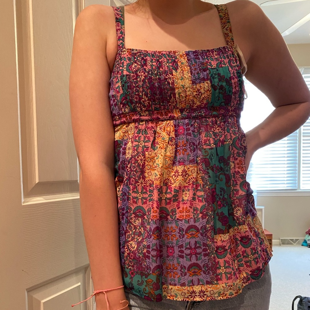 true craft floral tank top